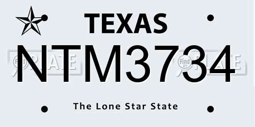 NTM3734 Texas License Plate