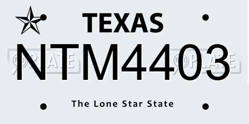 NTM4403 Texas License Plate