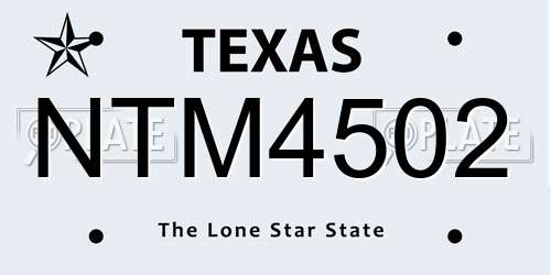 NTM4502 Texas License Plate