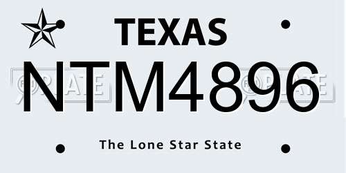 NTM4896 Texas License Plate