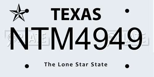 NTM4949 Texas License Plate