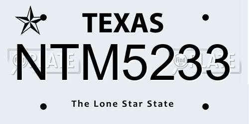 NTM5233 Texas License Plate