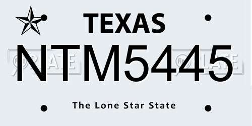 NTM5445 Texas License Plate