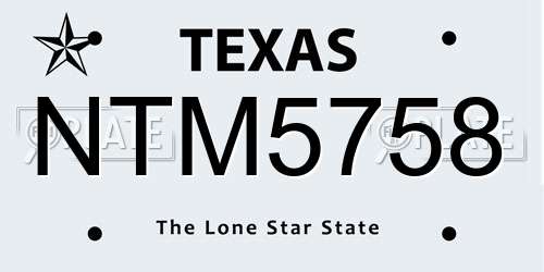 NTM5758 Texas License Plate