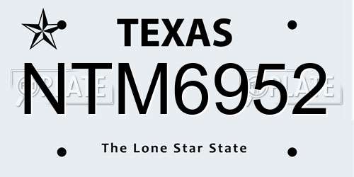 NTM6952 Texas License Plate
