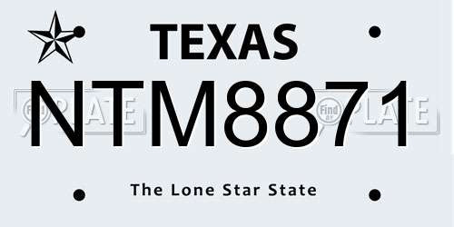 NTM8871 Texas License Plate