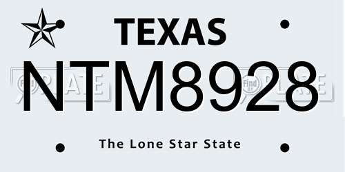 NTM8928 Texas License Plate