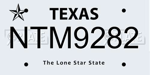 NTM9282 Texas License Plate