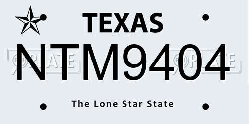 NTM9404 Texas License Plate