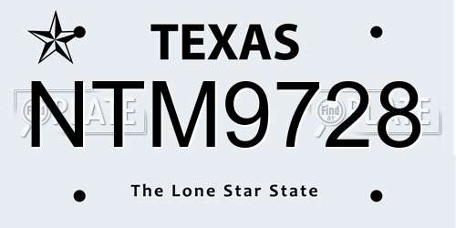 NTM9728 Texas License Plate