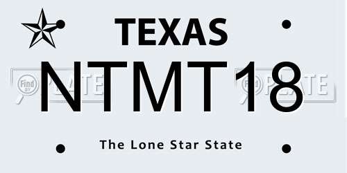 NTMT18 Texas License Plate