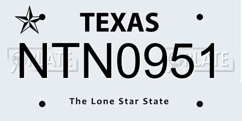 NTN0951 Texas License Plate