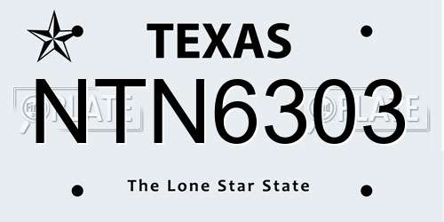 NTN6303 Texas License Plate