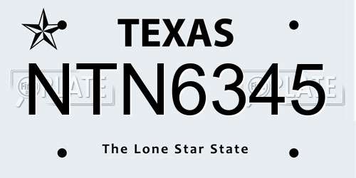 NTN6345 Texas License Plate