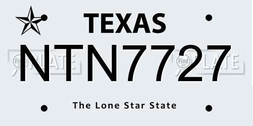 NTN7727 Texas License Plate