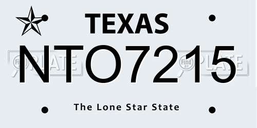 NTO7215 Texas License Plate