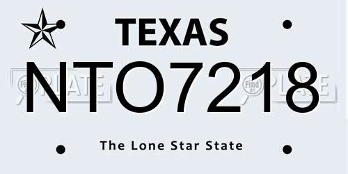 NTO7218 Texas License Plate