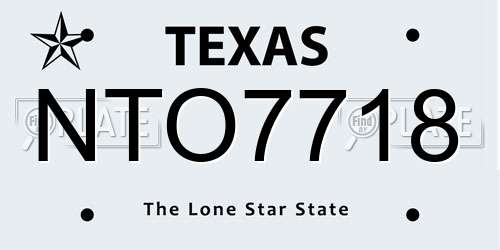 NTO7718 Texas License Plate