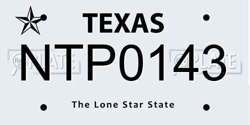 NTP0143 Texas License Plate