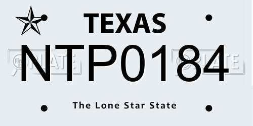 NTP0184 Texas License Plate