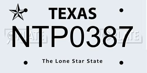 NTP0387 Texas License Plate