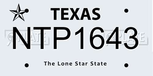 NTP1643 Texas License Plate