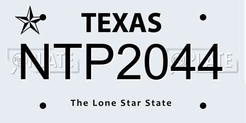 NTP2044 Texas License Plate