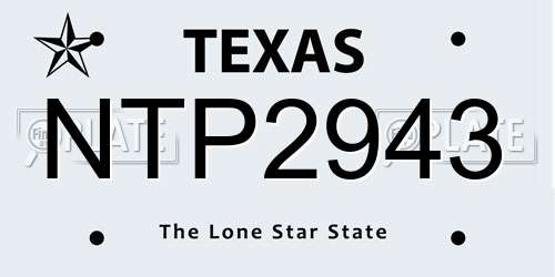NTP2943 Texas License Plate