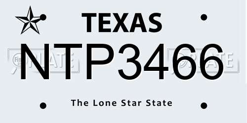 NTP3466 Texas License Plate