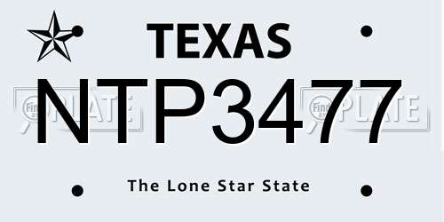 NTP3477 Texas License Plate