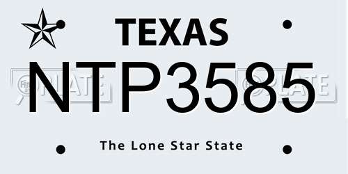 NTP3585 Texas License Plate
