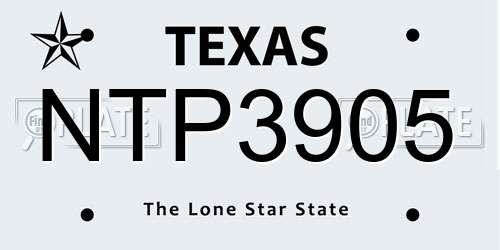 NTP3905 Texas License Plate