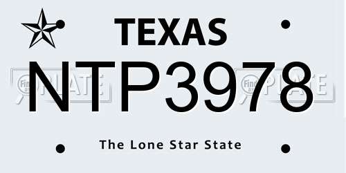NTP3978 Texas License Plate
