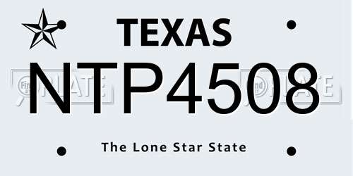 NTP4508 Texas License Plate