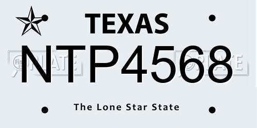 NTP4568 Texas License Plate