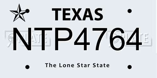 NTP4764 Texas License Plate