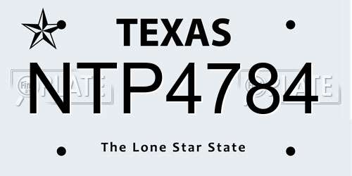 NTP4784 Texas License Plate