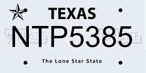 NTP5385 Texas License Plate