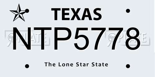 NTP5778 Texas License Plate