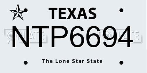 NTP6694 Texas License Plate