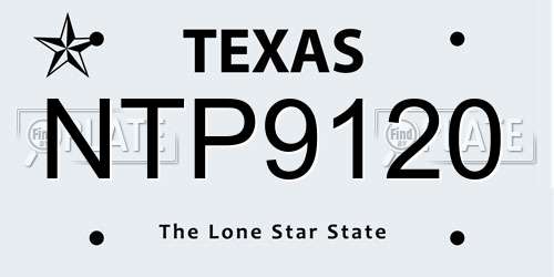 NTP9120 Texas License Plate
