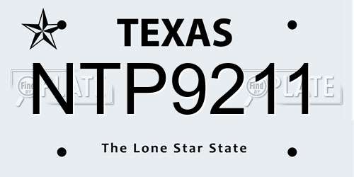 NTP9211 Texas License Plate
