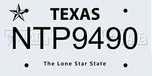 NTP9490 Texas License Plate