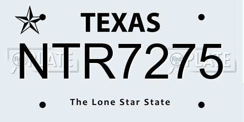 NTR7275 Texas License Plate