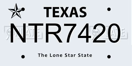 NTR7420 Texas License Plate