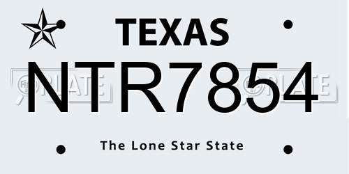 NTR7854 Texas License Plate