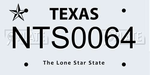 NTS0064 Texas License Plate