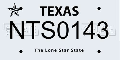 NTS0143 Texas License Plate