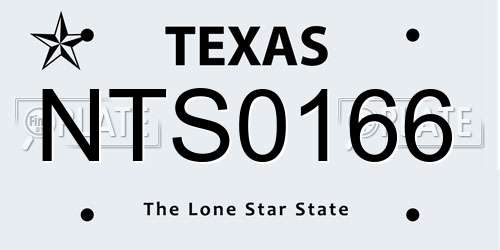 NTS0166 Texas License Plate