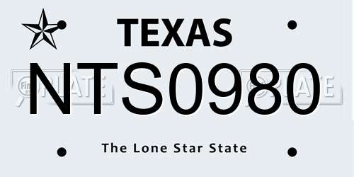 NTS0980 Texas License Plate